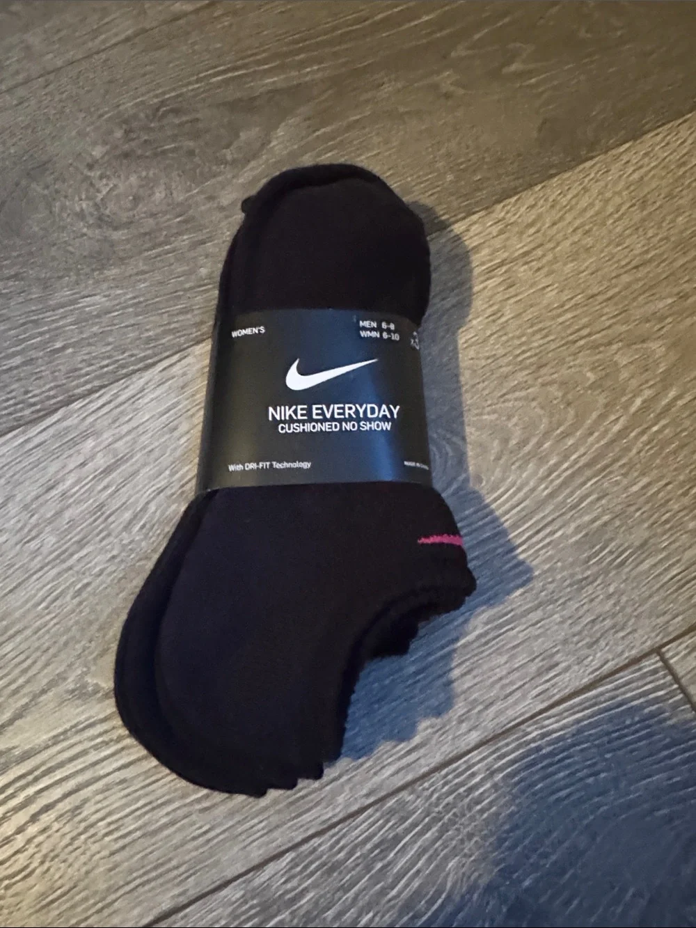 Nike No-Show Athletic Socks in Black with Pink Swoosh